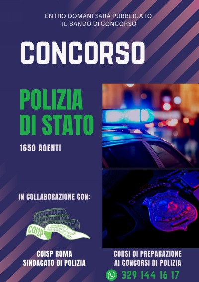 Concorso per 1.650 Allievi Agenti